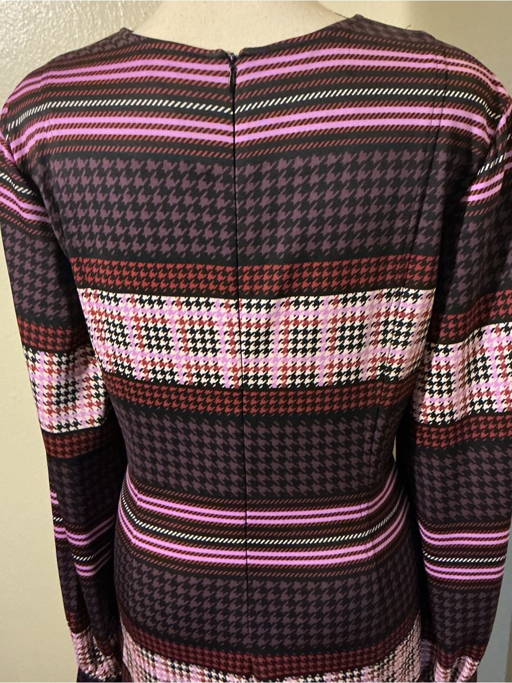 Donna Morgan NWT Size 16 Multicolor Plaid Stripe Long Sleeve Dress - Picture 5 of 11